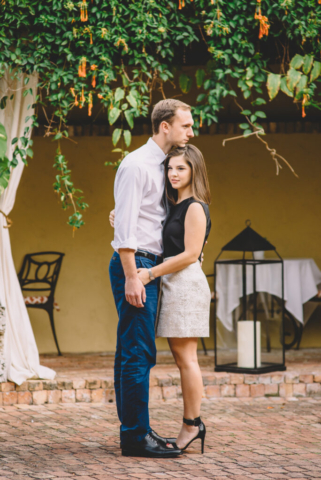 Naples engagement photographer captures candid laughter at Hotel Escalante