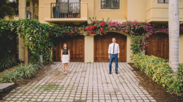 Editorial engagement photographer Naples captures couple’s embrace at Hotel Escalante