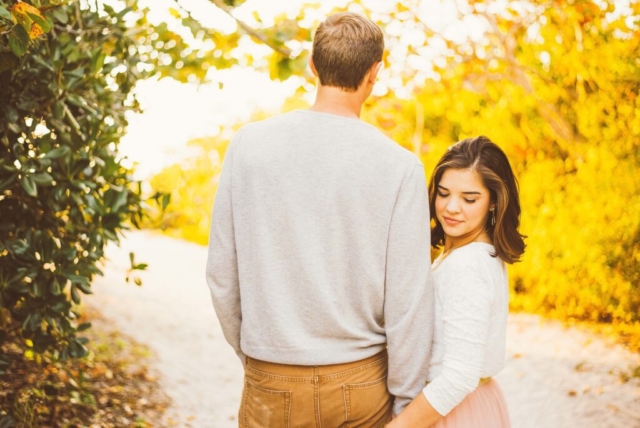 Naples engagement portraits in Hotel Escalante’s Mediterranean courtyard