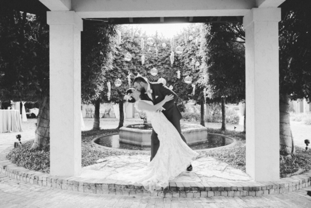 Bride and groom’s romantic moment at Hotel Escalante, Naples wedding photographer