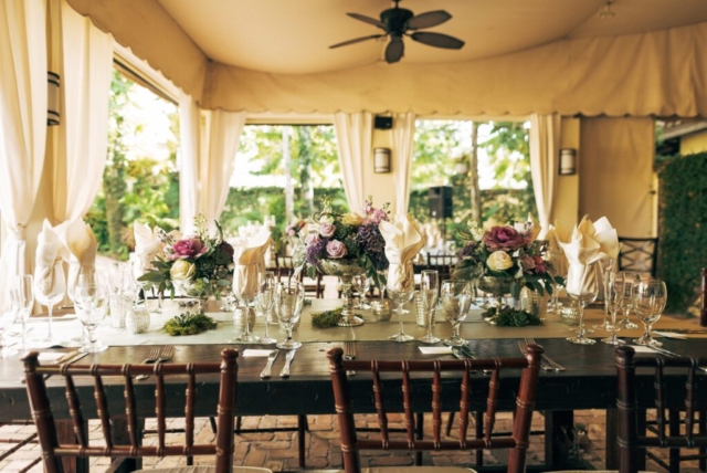 Naples wedding photographer, couple’s intimate vows in Hotel Escalante garden