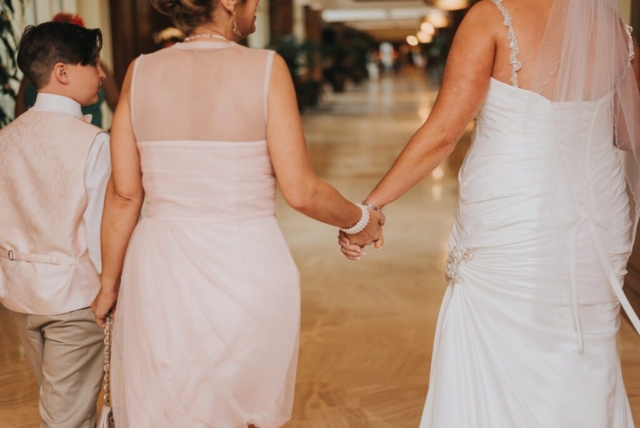 Bride and groom’s sunset portrait at JW Marriott Marco wedding