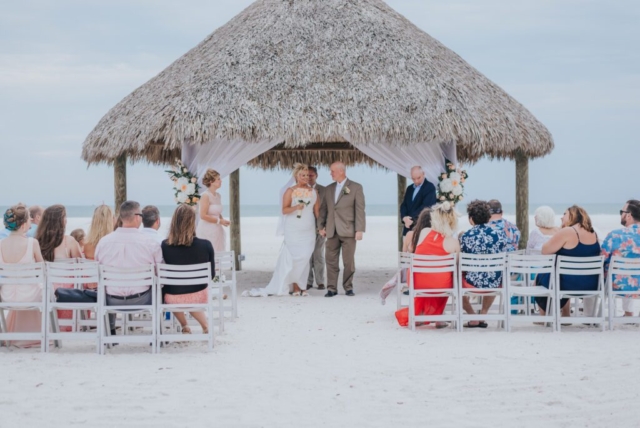 Naples Florida wedding photographer, couple’s sunset kiss at JW Marriott Marco